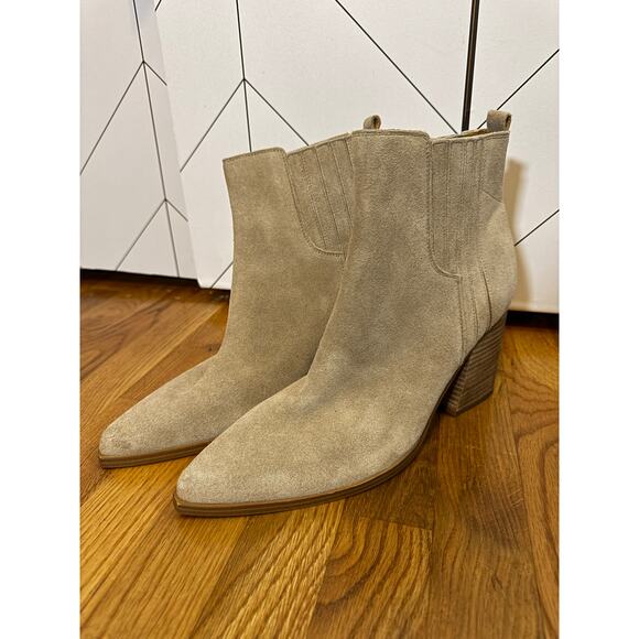 Marc Fisher Shoes - Marc Fisher Women’s 13 Matter Block Heel Suede Tan Walnut Boot Ankle Boots